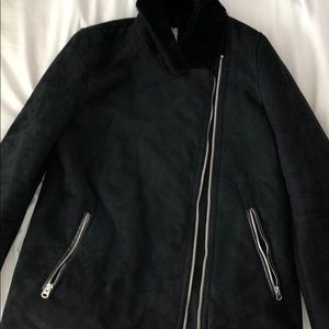 Zara Trufaluc Black Suede Zip Up Jacket